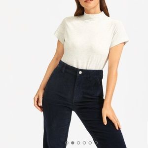 Corduroyed straight leg crop BLACK